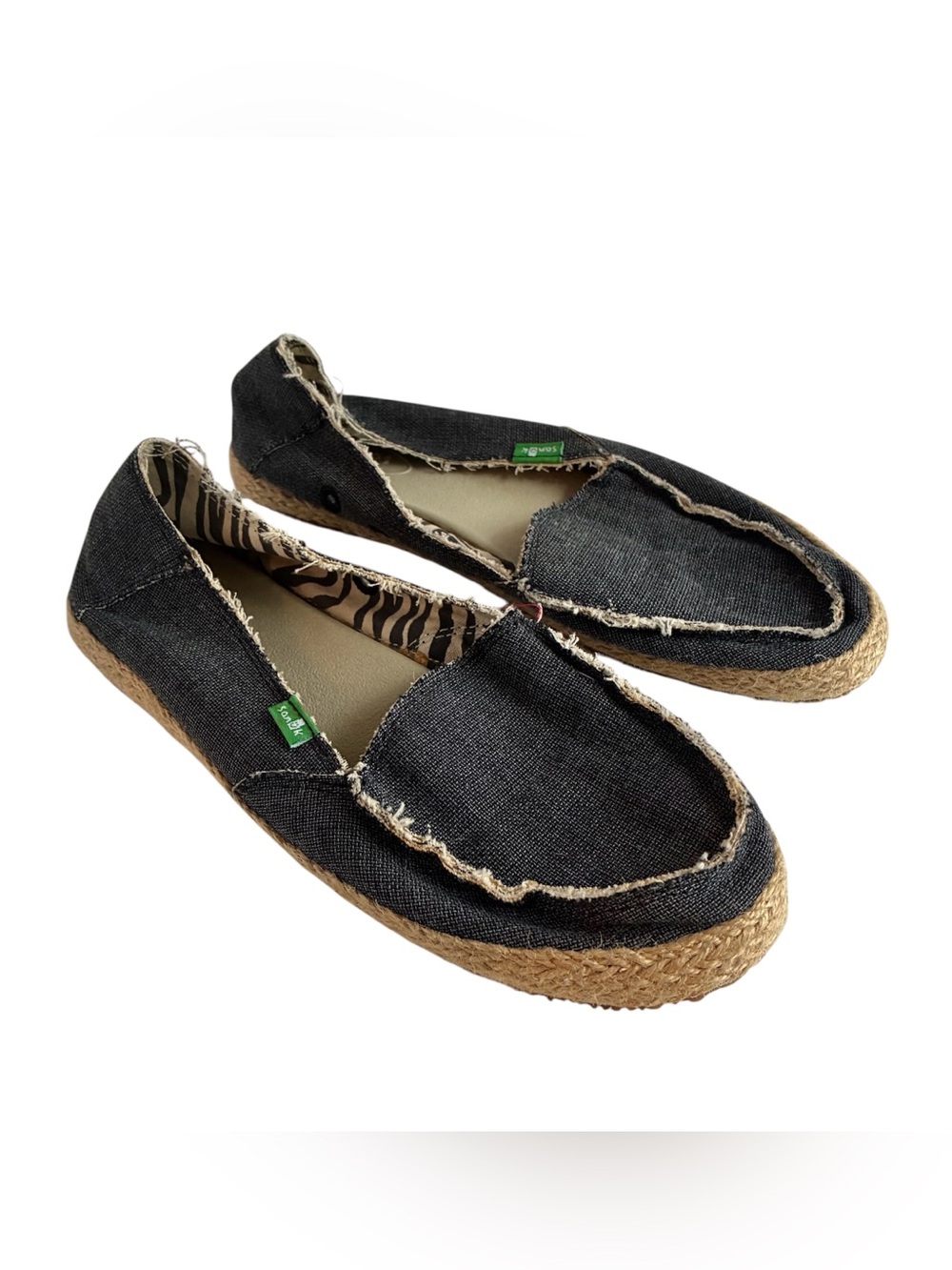 Sanuk Shoes Womens 7 Fiona Sidewalk Surfer Espadrille Blue Canvas Casual Comfort